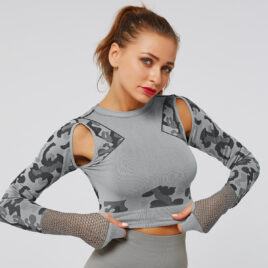 Camouflage sports set with long sleeve top